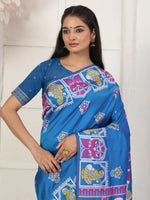 Thumbnail for Astita Silk Blend Blue Saree
