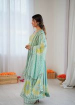 Thumbnail for Teeya Creation Sky Soft Organza Digital Printed Party Wear Long Gown - Distacart