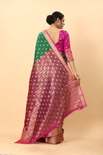 Thumbnail for Vedant Vastram Soft Litchi Silk Kanjeevaram Saree - Green - Distacart