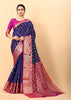 Vedant Vastram Soft Litchi Silk Kanjeevaram Saree - Navy - Distacart