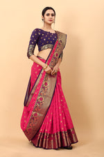 Thumbnail for Vedant Vastram Soft Litchi Silk Kanjeevaram Saree - Pink - Distacart