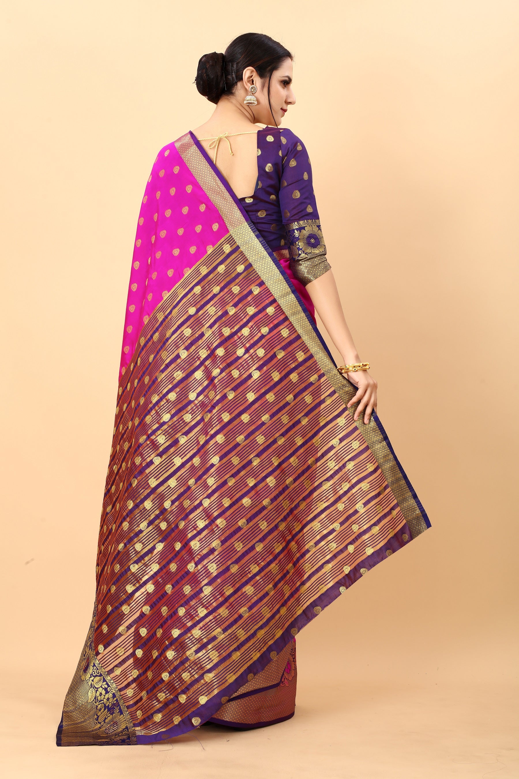 Vedant Vastram Soft Litchi Silk Kanjeevaram Saree - Rani - Distacart