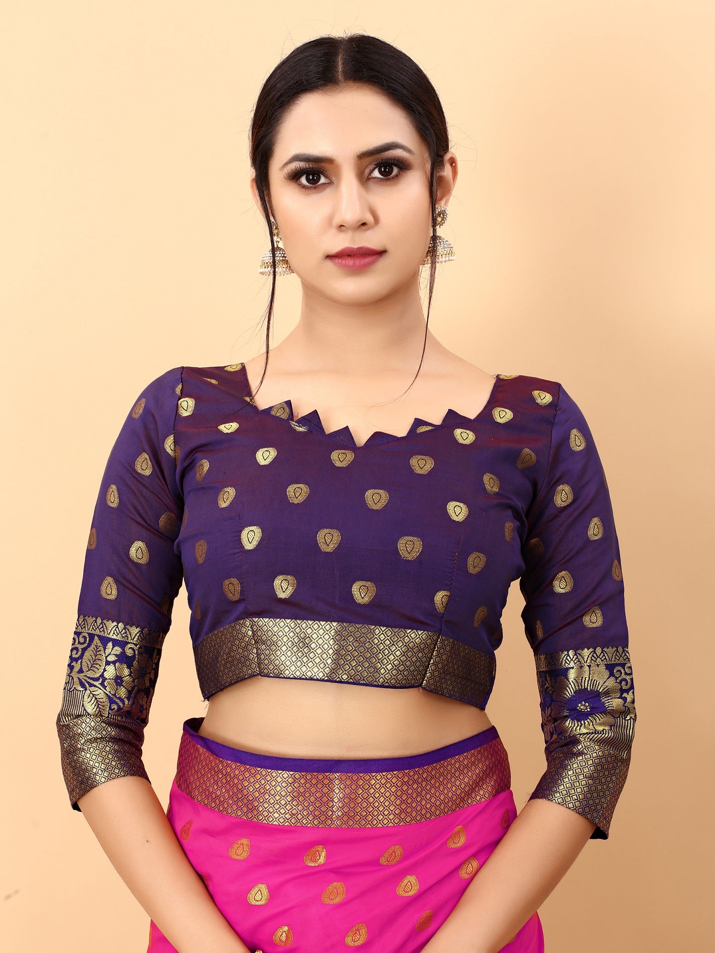 Vedant Vastram Soft Litchi Silk Kanjeevaram Saree - Rani - Distacart