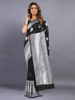 Thumbnail for Vedant Vastram Soft Litchi Silk Banarasi Silk Saree - Black - Distacart