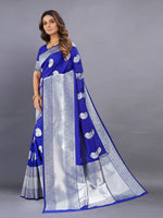 Thumbnail for Vedant Vastram Soft Litchi Silk Banarasi Silk Saree - Royal Blue - Distacart