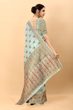 Thumbnail for Vedant Vastram Soft Cotton Silk Kanjeevaram Saree - Turquoise - Distacart
