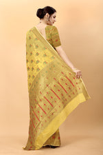 Thumbnail for Vedant Vastram Soft Cotton Silk Kanjeevaram Saree - Yellow - Distacart