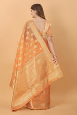 Thumbnail for Vedant Vastram Organza Silk Banarasi Silk Saree - Orange - Distacart