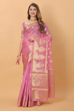 Thumbnail for Vedant Vastram Organza Silk Banarasi Silk Saree - Pink - Distacart