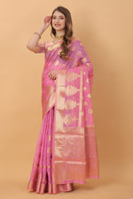 Thumbnail for Vedant Vastram Organza Silk Banarasi Silk Saree - Pink - Distacart