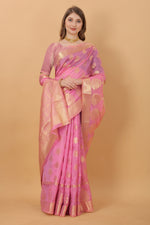 Thumbnail for Vedant Vastram Organza Silk Banarasi Silk Saree - Pink - Distacart