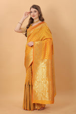 Thumbnail for Vedant Vastram Soft Litchi Silk Kanjeevaram Saree - Mustard - Distacart