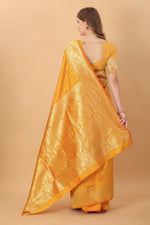 Thumbnail for Vedant Vastram Soft Litchi Silk Kanjeevaram Saree - Mustard - Distacart