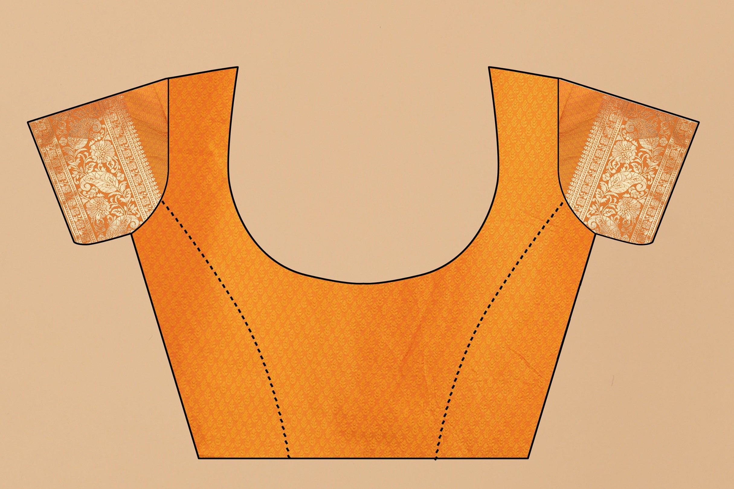 Vedant Vastram Soft Litchi Silk Kanjeevaram Saree - Orange - Distacart