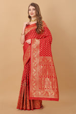 Thumbnail for Vedant Vastram Soft Litchi Silk Kanjeevaram Saree - Red - Distacart