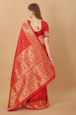 Thumbnail for Vedant Vastram Soft Litchi Silk Kanjeevaram Saree - Red - Distacart