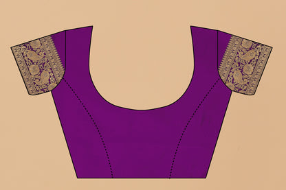 Vedant Vastram Soft Litchi Silk Kanjeevaram Saree - Violet - Distacart