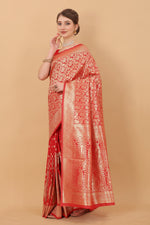 Thumbnail for Vedant Vastram Soft Litchi Silk Kanjeevaram Saree - Red - Distacart