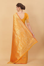 Thumbnail for Vedant Vastram Soft Litchi Silk Kanjeevaram Saree - Yellow - Distacart