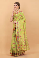 Thumbnail for Vedant Vastram Soft Litchi Silk Kanjeevaram Saree - Parrot - Distacart