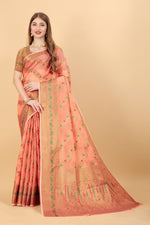 Thumbnail for Vedant Vastram Soft Cotton Silk Banarasi Silk Saree - Peach - Distacart