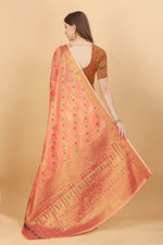 Thumbnail for Vedant Vastram Soft Cotton Silk Banarasi Silk Saree - Peach - Distacart