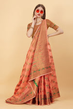 Thumbnail for Vedant Vastram Soft Cotton Silk Banarasi Silk Saree - Peach - Distacart