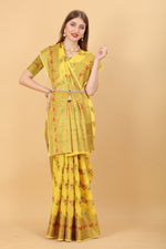 Thumbnail for Vedant Vastram Soft Cotton Silk Banarasi Silk Saree - Yellow - Distacart