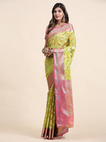 Thumbnail for Vedant Vastram Organza Silk Kanjeevaram Saree - Lemon - Distacart
