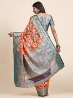 Thumbnail for Vedant Vastram Organza Silk Kanjeevaram Saree - Peach - Distacart