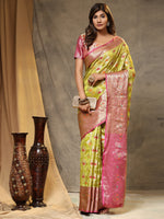 Thumbnail for Vedant Vastram Organza Silk Kanjeevaram Saree - Lemon - Distacart