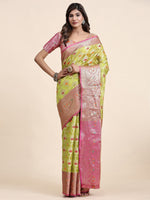 Thumbnail for Vedant Vastram Organza Silk Kanjeevaram Saree - Lemon - Distacart