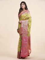 Thumbnail for Vedant Vastram Organza Silk Kanjeevaram Saree - Lemon - Distacart