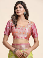 Thumbnail for Vedant Vastram Organza Silk Kanjeevaram Saree - Lemon - Distacart
