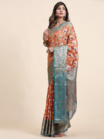 Thumbnail for Vedant Vastram Organza Silk Kanjeevaram Saree - Peach - Distacart