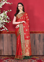 Thumbnail for Vedant Vastram Soft Litchi Silk Kanjeevaram Saree - Red - Distacart
