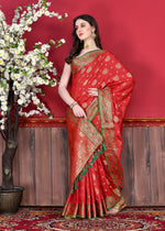 Thumbnail for Vedant Vastram Soft Litchi Silk Kanjeevaram Saree - Red - Distacart