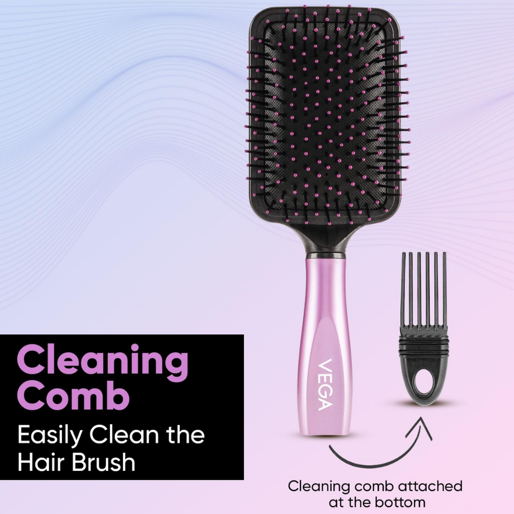 Vega Paddle Hair Brush with Cleaning Comb - Dista