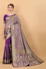 Thumbnail for Vedant Vastram Soft Litchi Silk Kanjeevaram Saree - Violet - Distacart