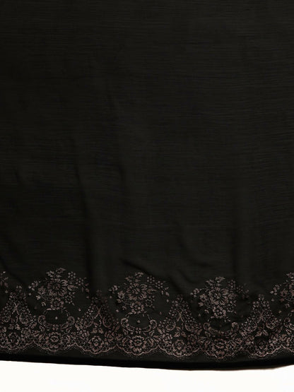 Ahalyaa Women's Traditional Semi Stitch Saree - Black - Distacart