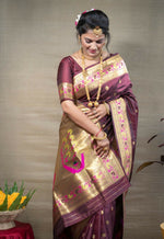 Thumbnail for Jyoti Fashion Women's Brown Paithani Silk Zari Woven Saree with Blouse - Distacart