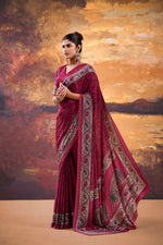 Thumbnail for Vastranavya Pink Crepe Printed Saree with Unstitched Blouse - Distacart