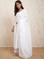 Thumbnail for Vishudh Ethnic Motifs Printed Pure Cotton Straight Kurta & Trousers With Dupatta - Distacart