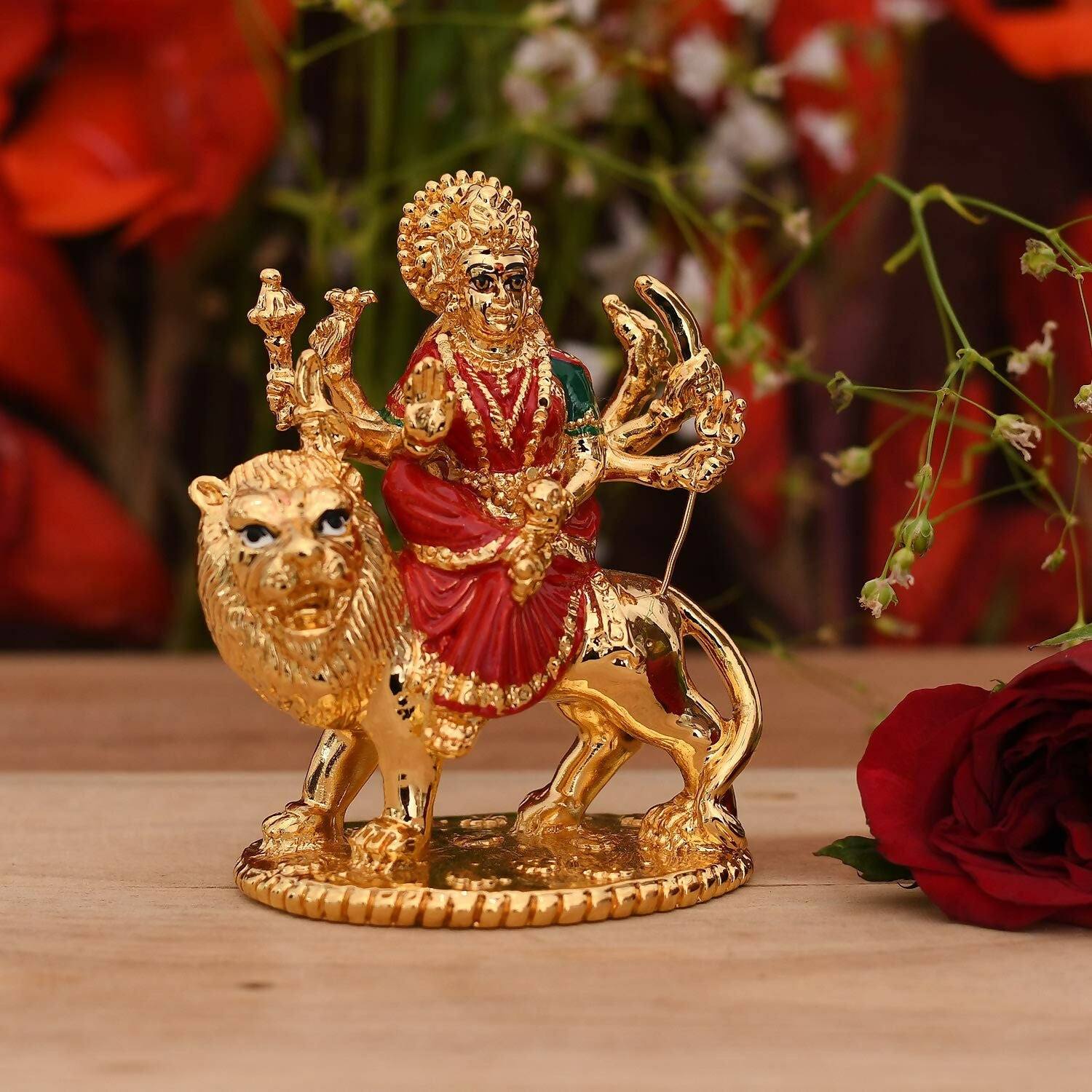 Collectible India Gold Plated Goddess Maa Durga Sherawali Mata Idol - Distacart