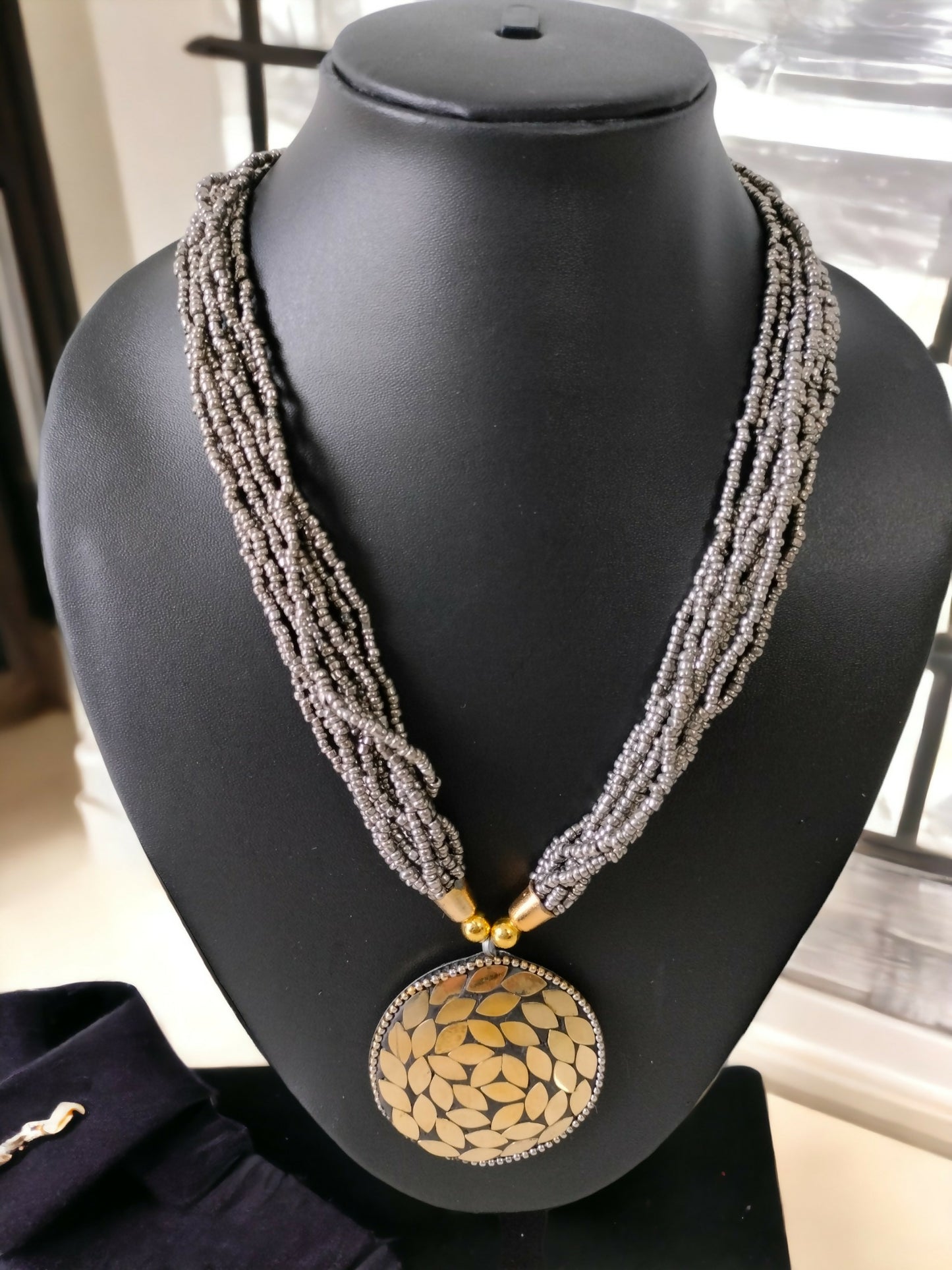 Inhanns Everyday Statement Beaded Pendant Necklace - Gray - Distacart