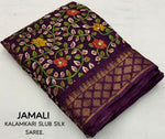 Thumbnail for Purple Slub Silk Printed Saree with Unstitched Blouse - Hiral Fashion - Distacart
