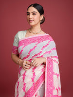Thumbnail for Vedant Vastram Dhakai Jamdani Cotton Saree - Pink - Distacart