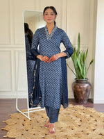 Thumbnail for The52 Women's Muslin hand Embroidered Straight Kurta, Pant and Dupatta Set