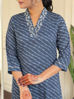 Thumbnail for The52 Women's Muslin hand Embroidered Straight Kurta, Pant and Dupatta Set