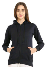 Thumbnail for PAVONINE Navy Blue Color Casual Winter Wear Hoodie Sweatshirt For Girls - Distacart